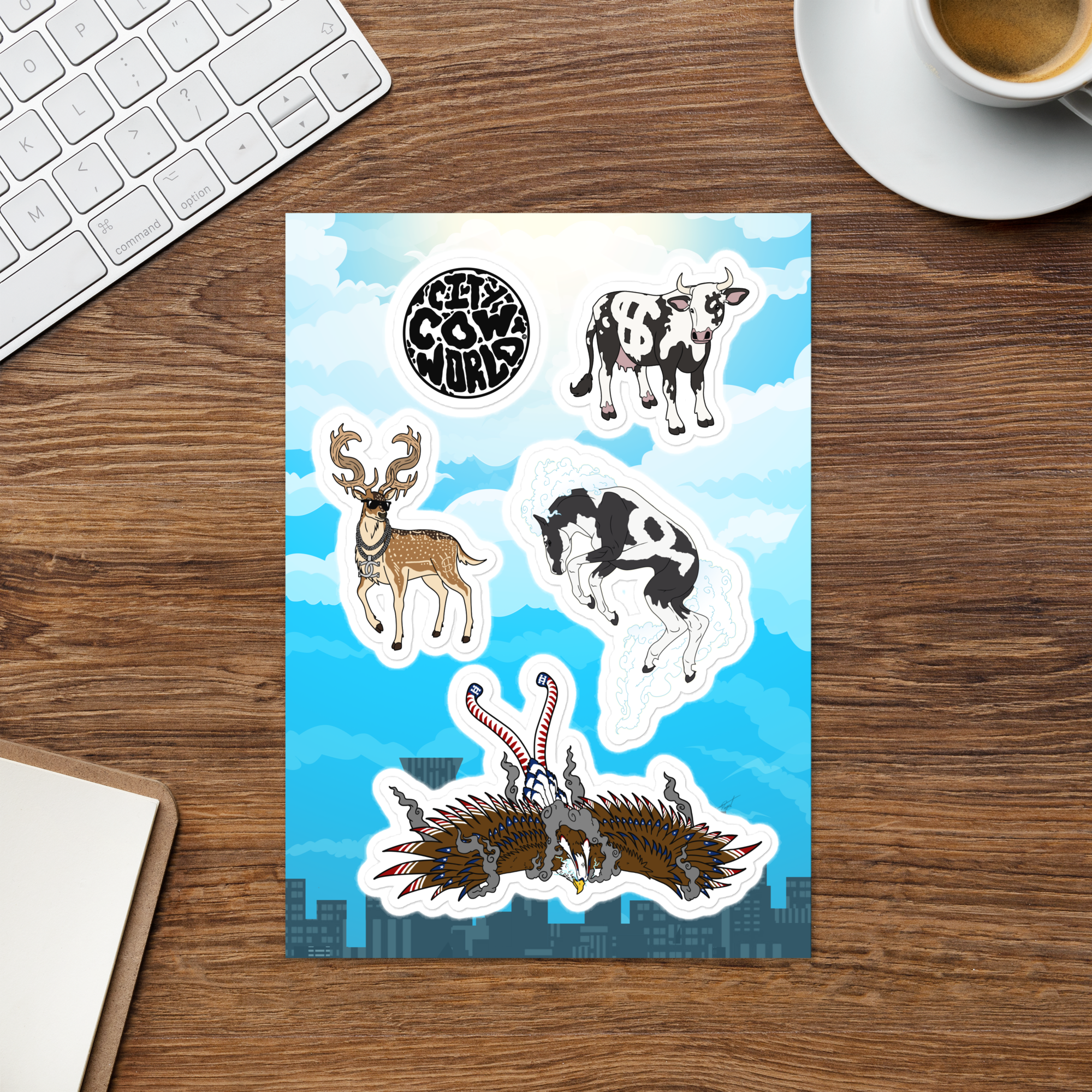 CITY COW WORLD MASCOT STICKER SHEET 1