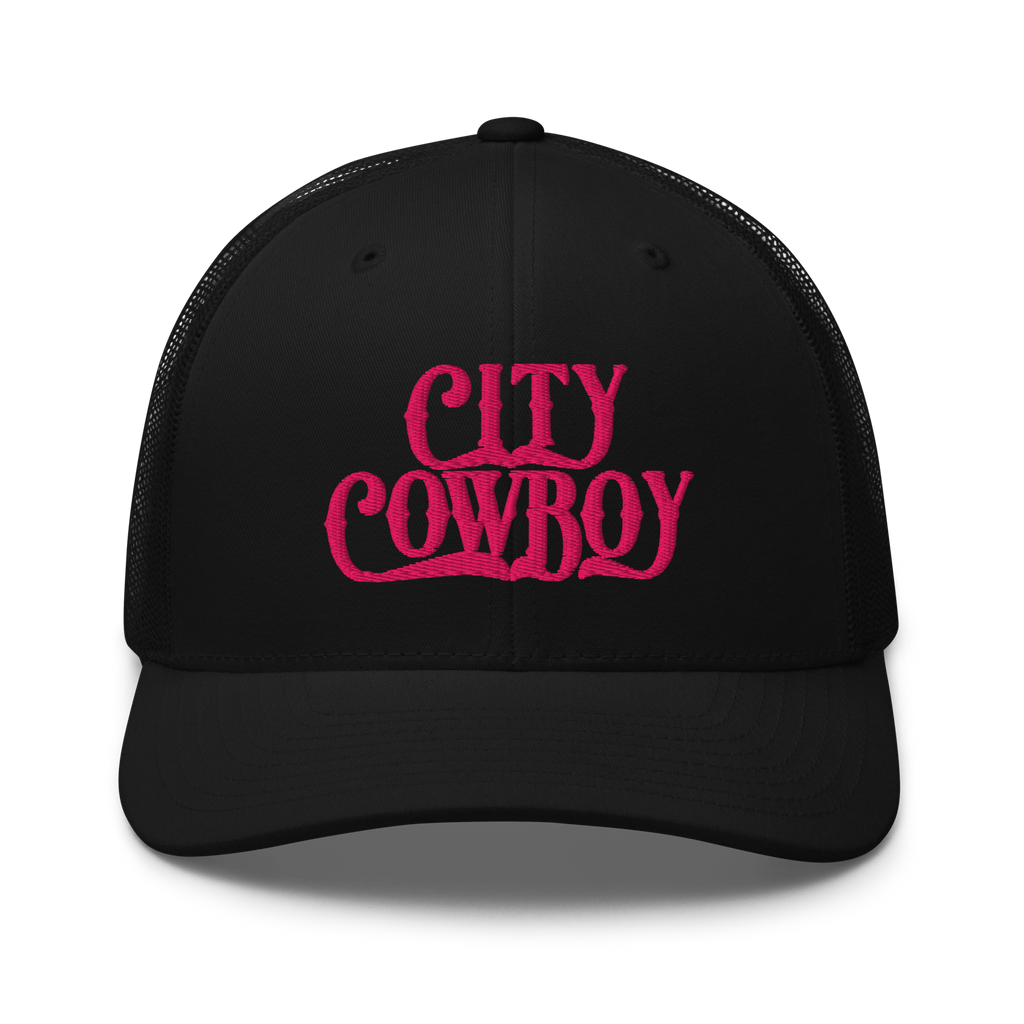 City Cowboy Trucker Cap - PINK LETTERS