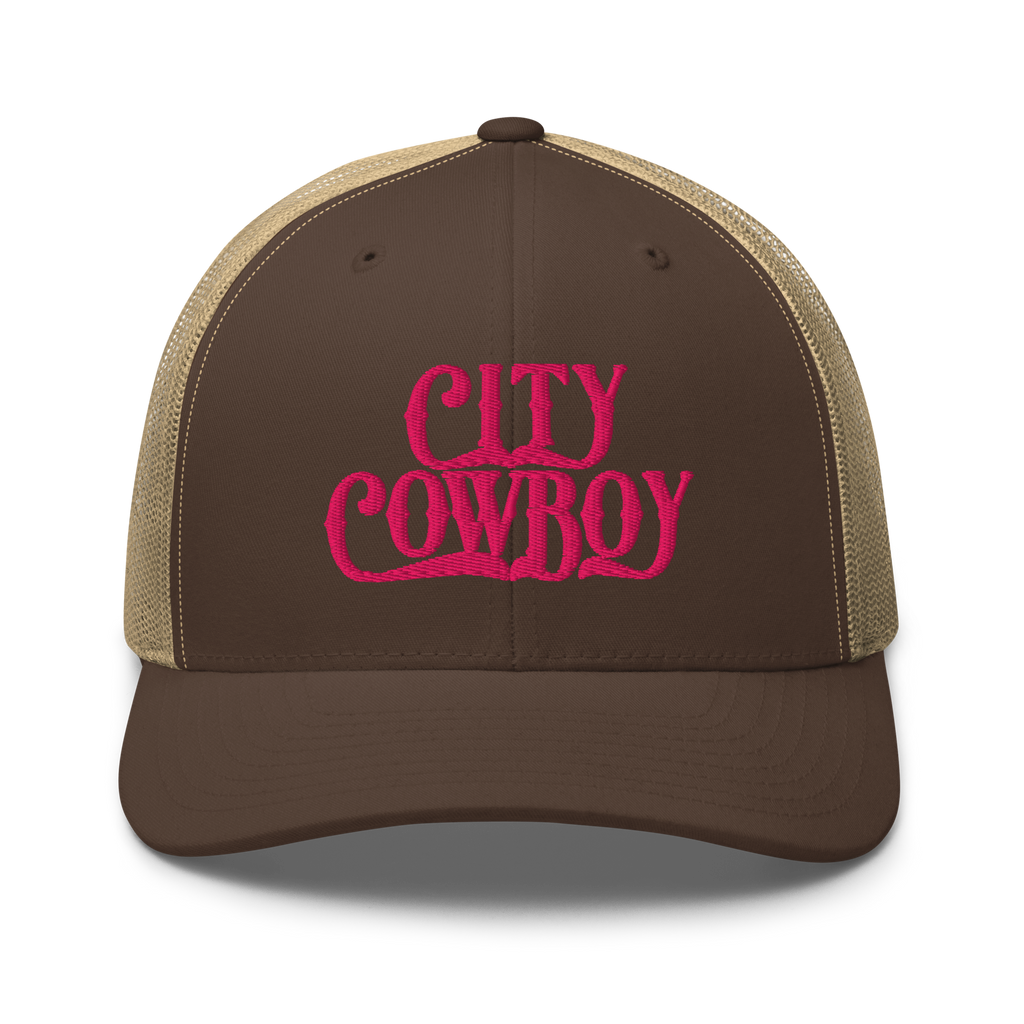City Cowboy Trucker Cap - PINK LETTERS