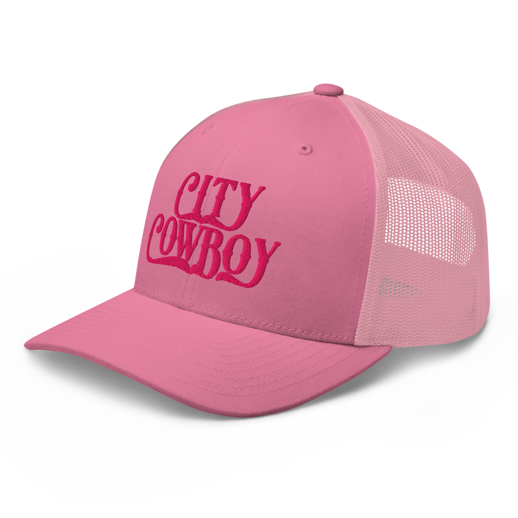 City Cowboy Trucker Cap - PINK LETTERS